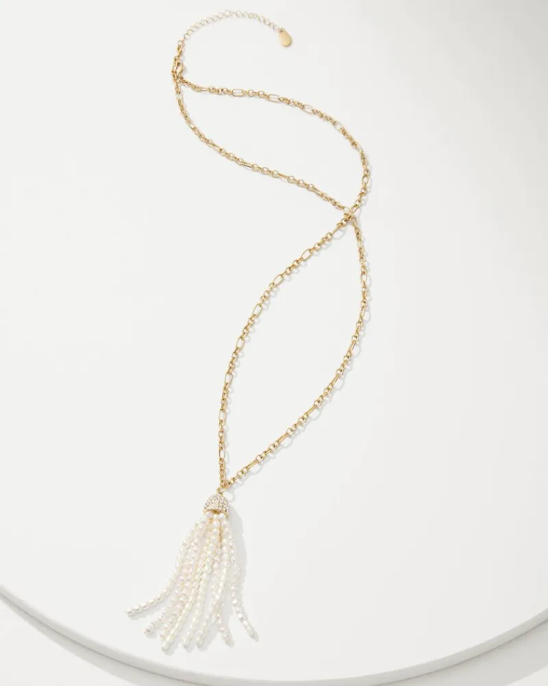 Tommy Bahama Tidal Treasure Pearl Tassel Necklace Gold Best