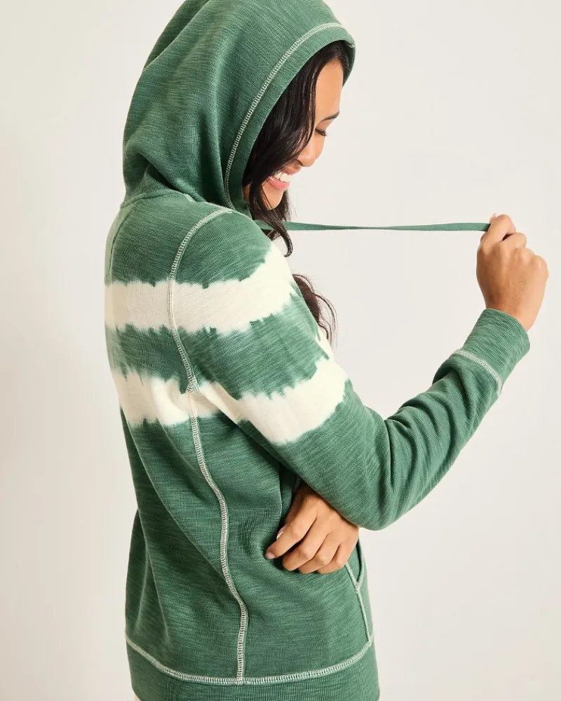 Tommy Bahama Tobago Bay Tie-Dye Stripe Hoodie Dark Spearmint Hot