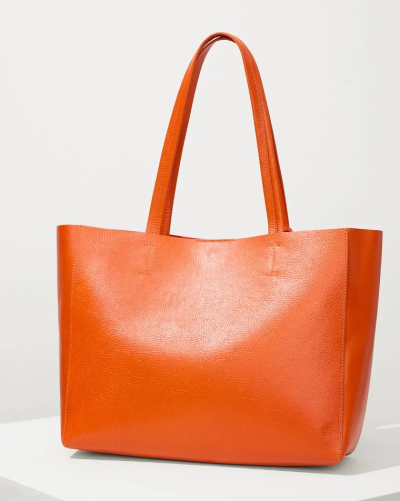 Tommy Bahama Perforated Leather Tote Orange Best