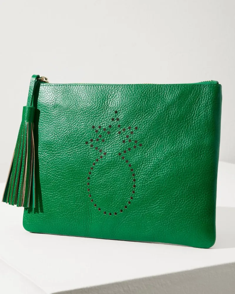 Tommy Bahama Perforated Leather Pouch Green