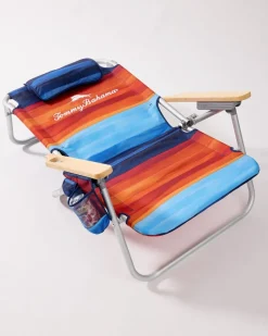 Tommy Bahama Sunset Stripe Deluxe Backpack Beach Chair Multicolor New