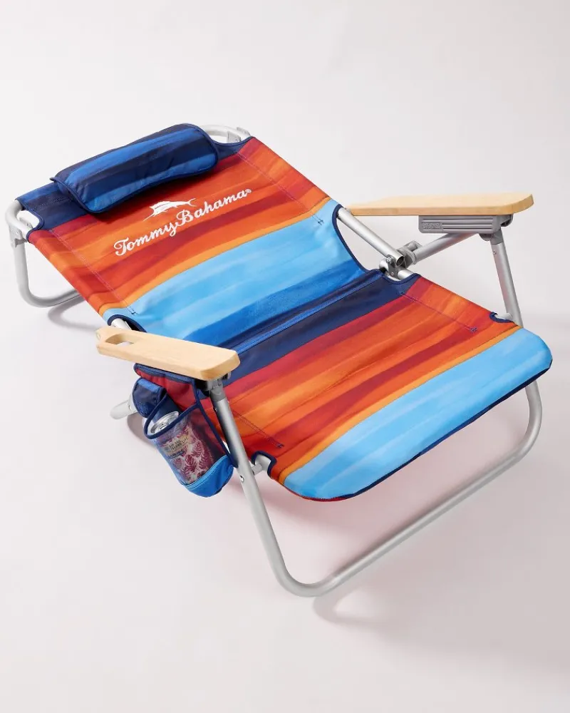 Tommy Bahama Sunset Stripe Deluxe Backpack Beach Chair Multicolor New