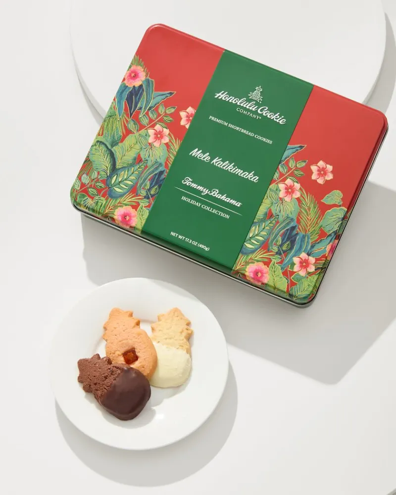 Tommy Bahama x Honolulu Cookie Company® Mele Kalikimaka Gift Tin Red New