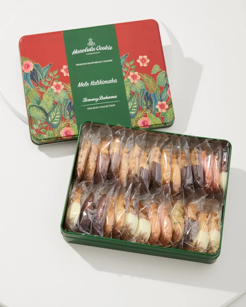 Tommy Bahama x Honolulu Cookie Company® Mele Kalikimaka Gift Tin Red New
