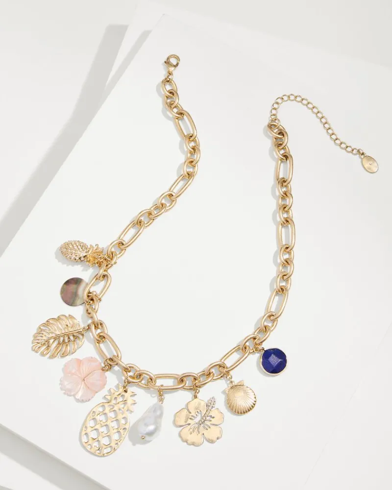 Tommy Bahama Tropical Blooms Statement Charm Necklace Gold Best