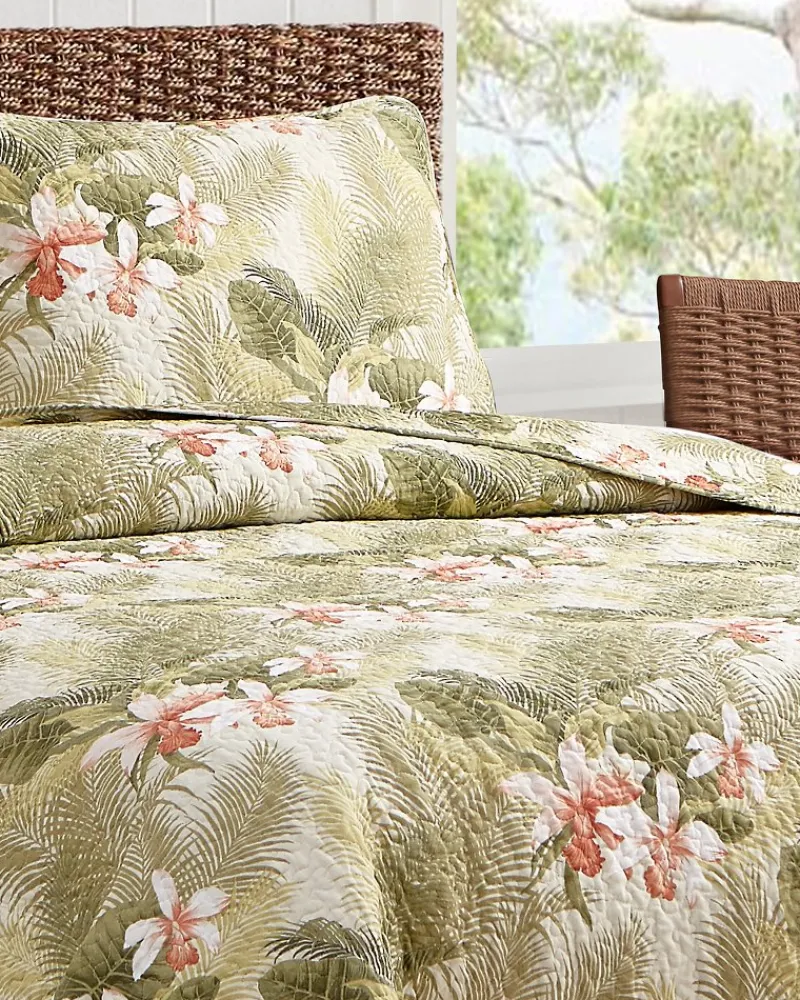 Tommy Bahama Tropical Orchid 3-Piece Full/Queen Quilt Set Green Best