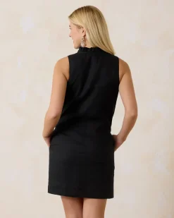 Tommy Bahama Two Palms Double-Ruffle Linen Dress Black Online
