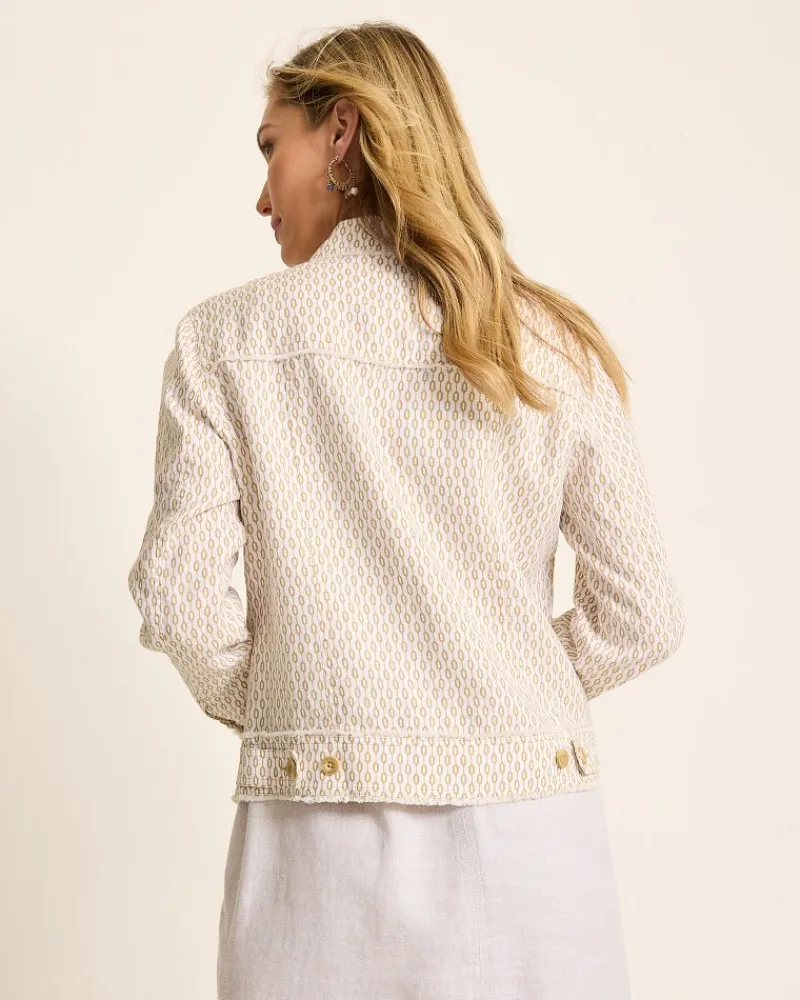 Tommy Bahama Two Palms Geo Gem Linen Jacket Golden Honey New