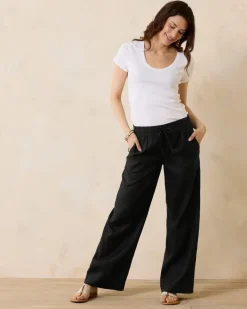 Tommy Bahama Two Palms High-Rise Linen Easy Pants Black Discount