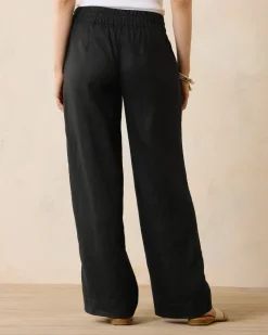Tommy Bahama Two Palms High-Rise Linen Easy Pants Black Discount