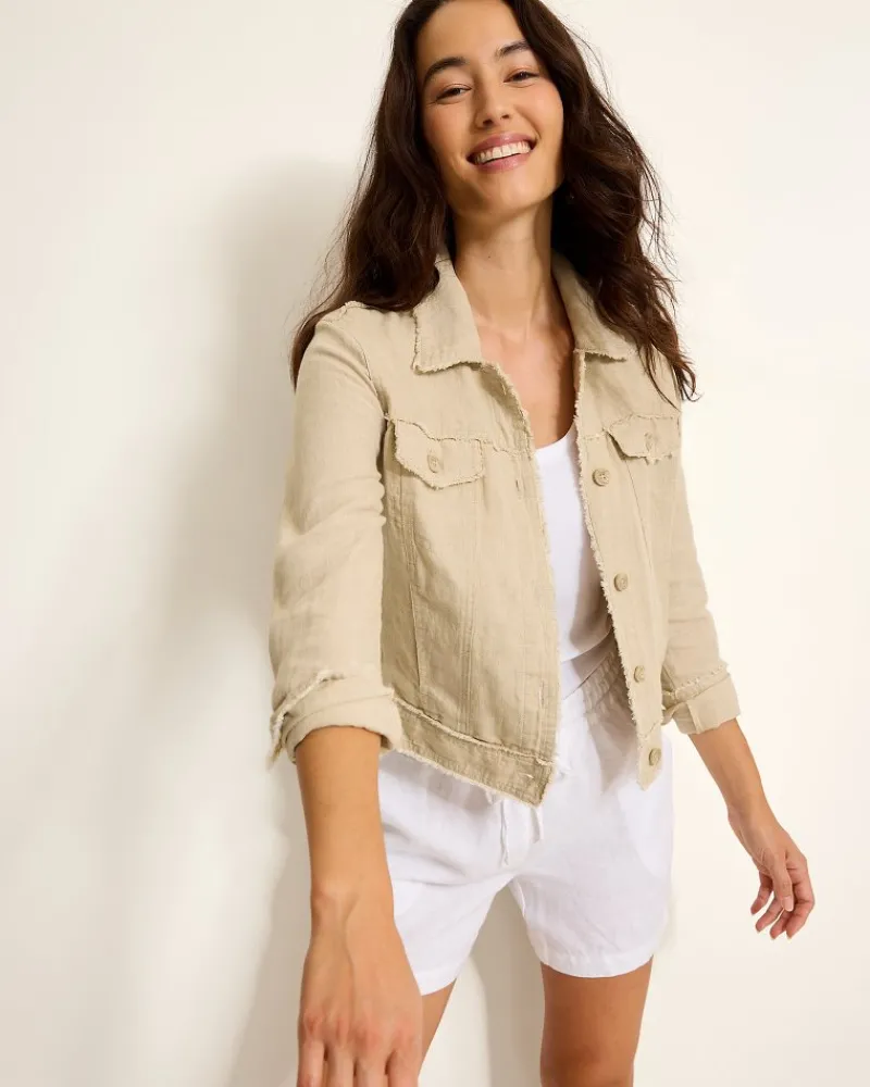 Tommy Bahama Two Palms Linen Raw-Edge Jacket Natural Best