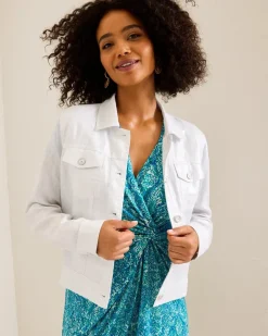 Tommy Bahama Two Palms Shimmer Linen Jacket White New