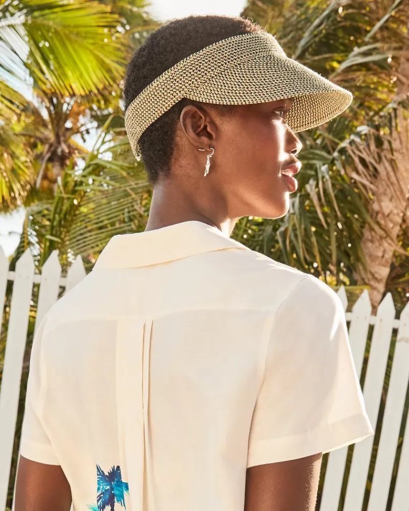 Tommy Bahama Ultra-Braid Packable Visor Brown Multi Sale