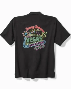 Tommy Bahama Vegas State of Mind Silk Camp Shirt Black Discount