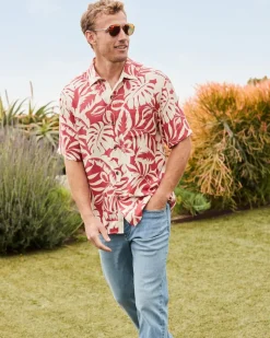Tommy Bahama Veracruz Cay Lindavista Leaves Short-Sleeve Shirt Dark Havana Clearance