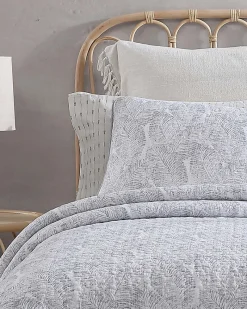 Tommy Bahama Water Leaves 2-Piece Twin Quilt Set Grey Discount
