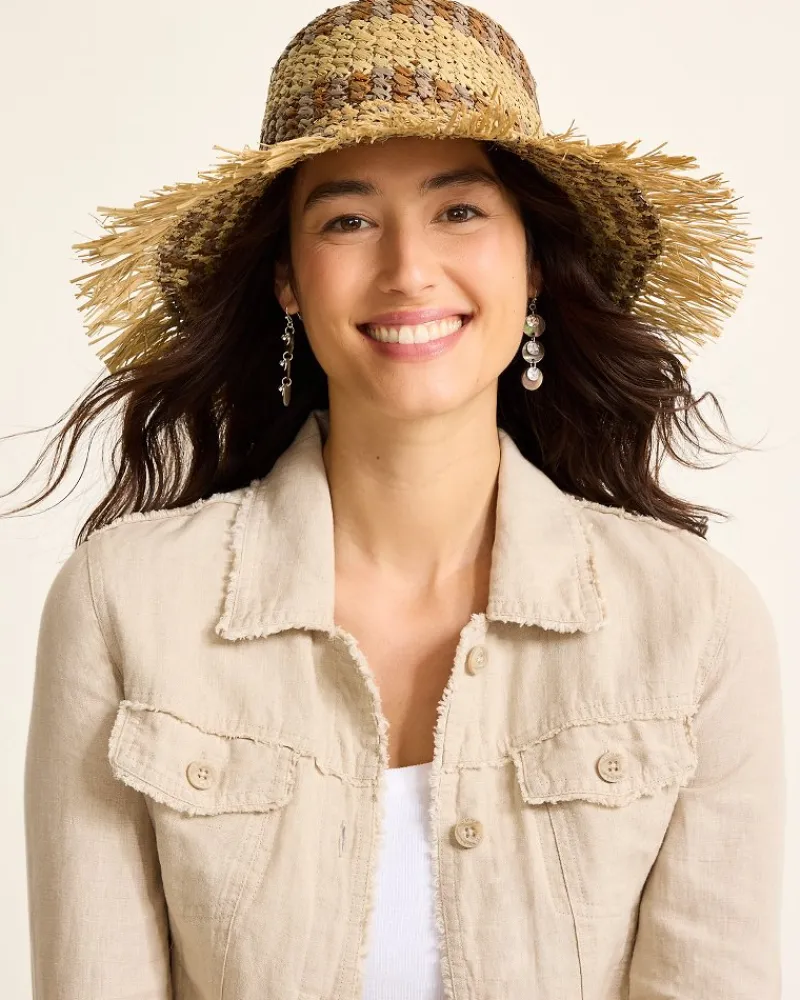 Tommy Bahama Waverly Frayed Edge Raffia Sun Hat Brown Outlet