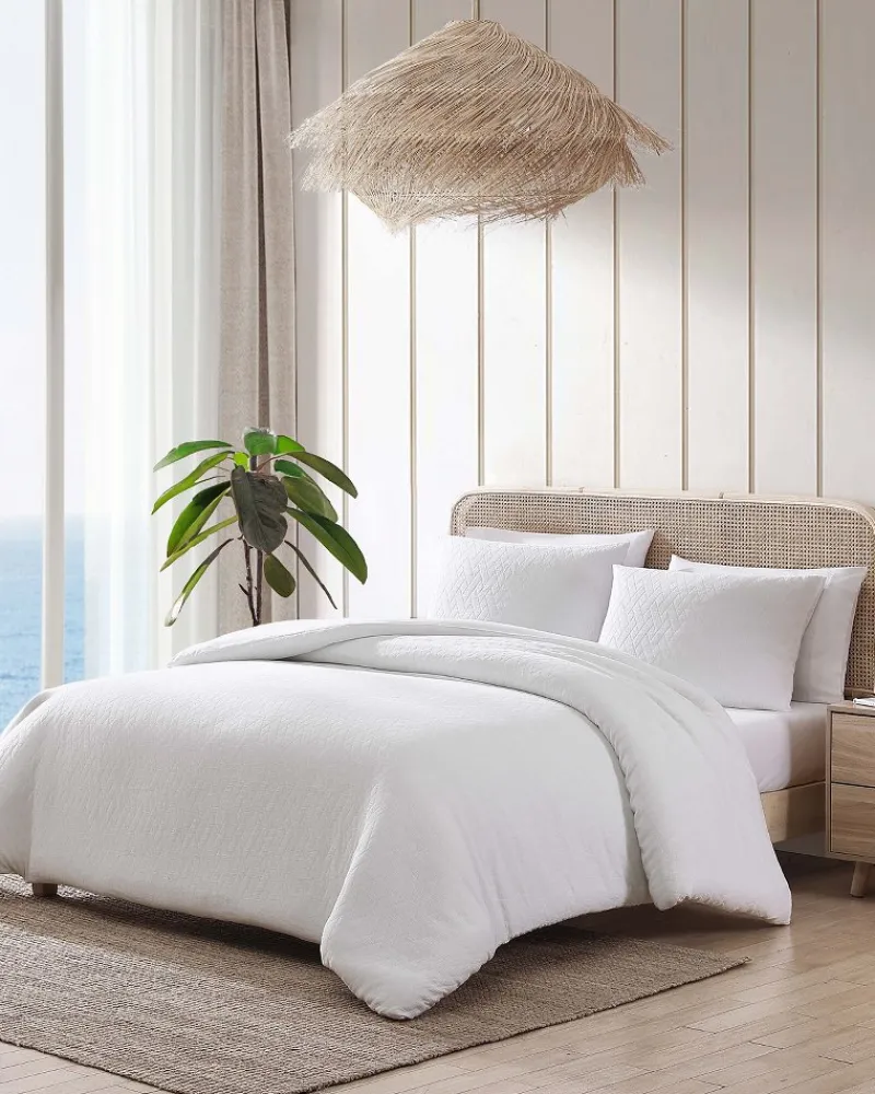 Tommy Bahama Wicker Woven 3-Piece King Comforter Set White Outlet